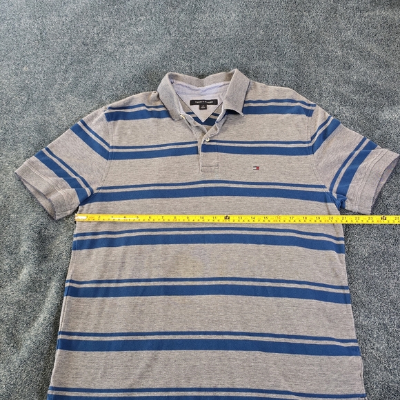 Tommy Hilfiger Other - Tommy Hilfiger Men's Gray and Blue Striped Polo Shirt